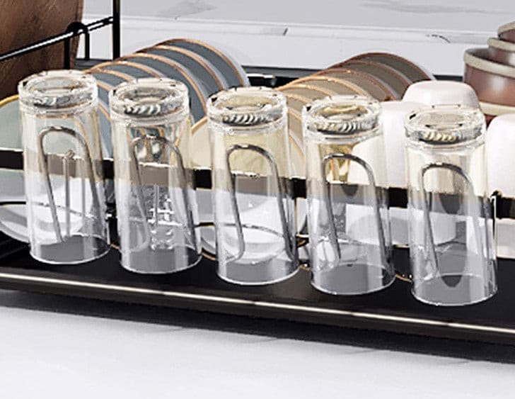 Black Iron Kitchen Dish Plate Bowl Storage Rack.